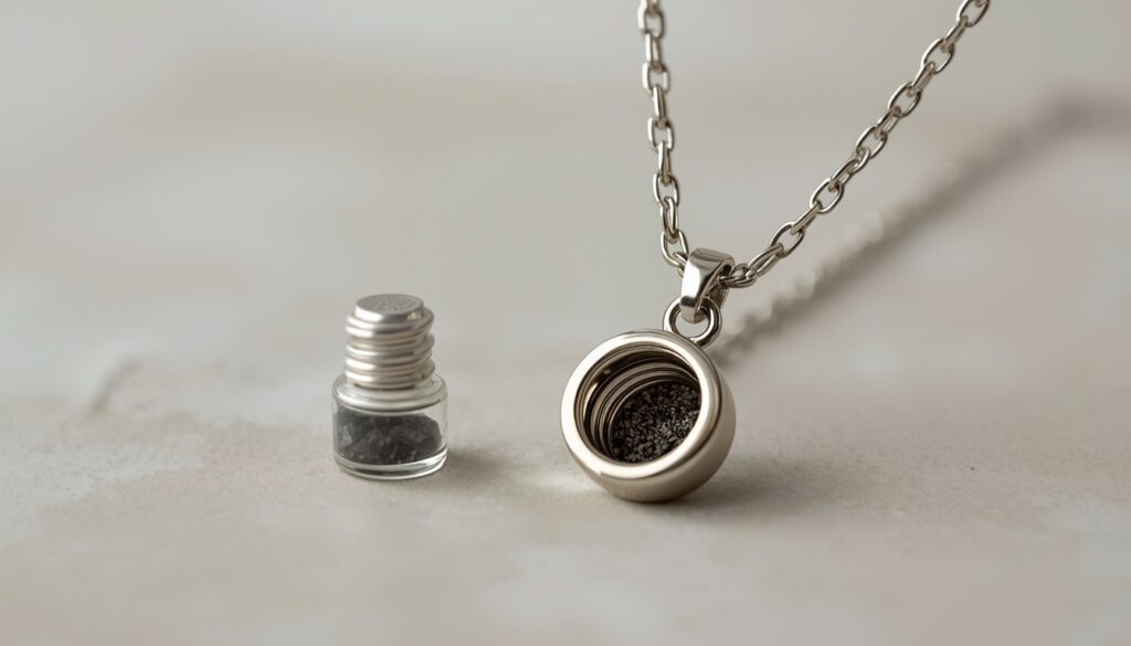 Cremation jewelry and memorial keepsakes