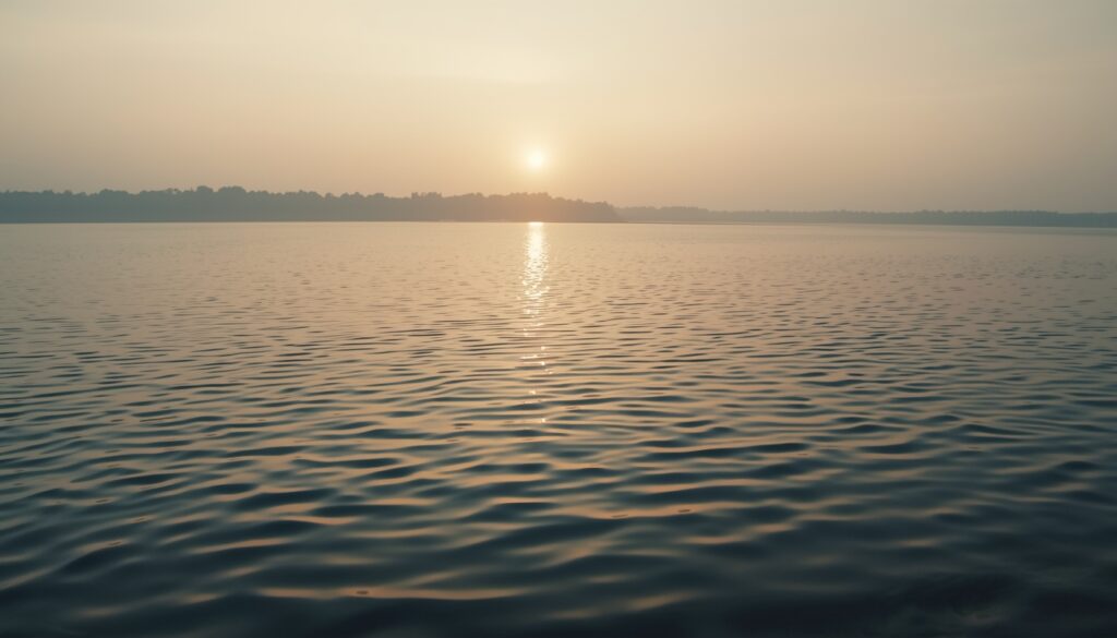 Calm lakeside view suitable for cremation ash scattering